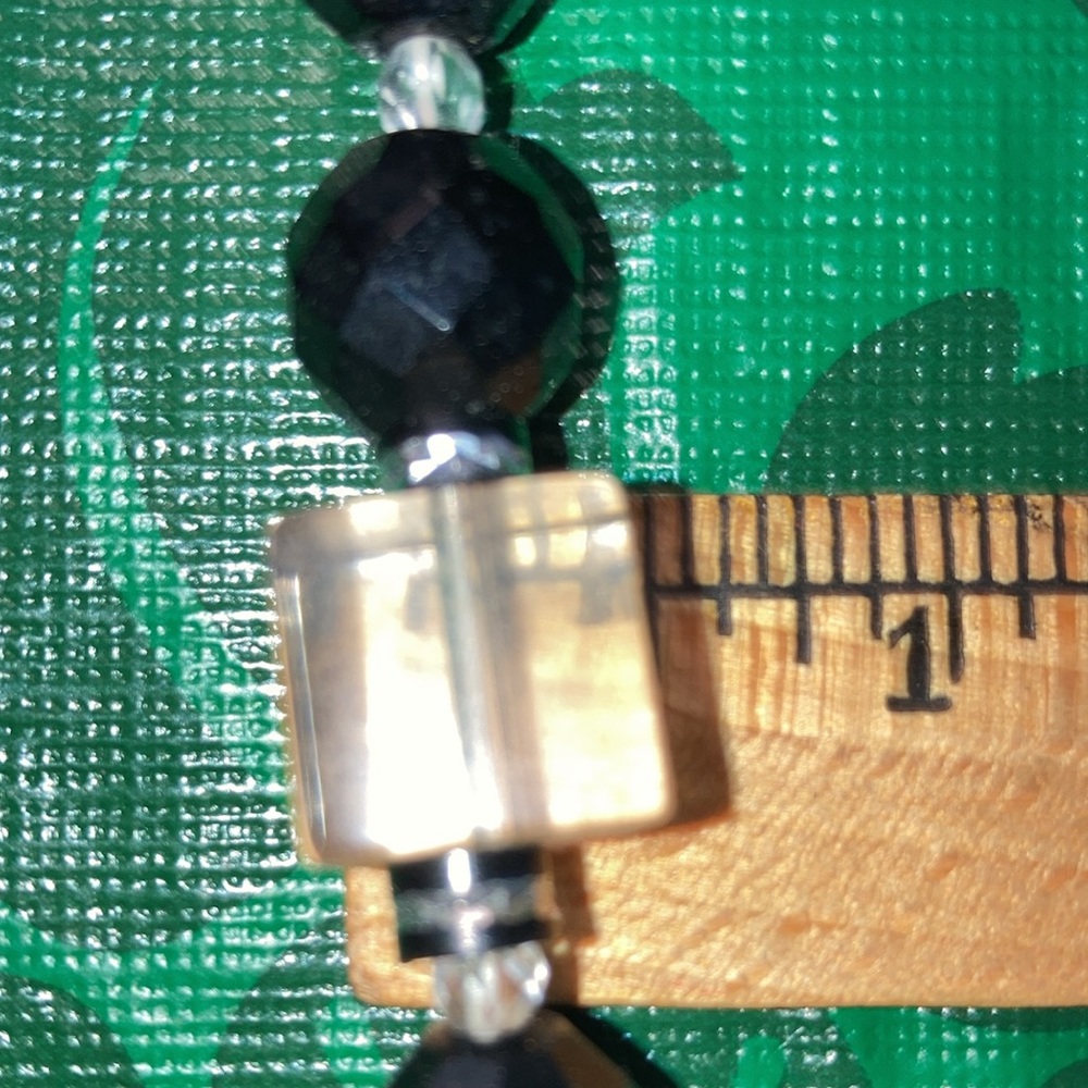 Vintage black glass beads with clear acrylic cubes necklace. Size in pics. $25 - Picture 6 of 6